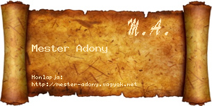 Mester Adony névjegykártya